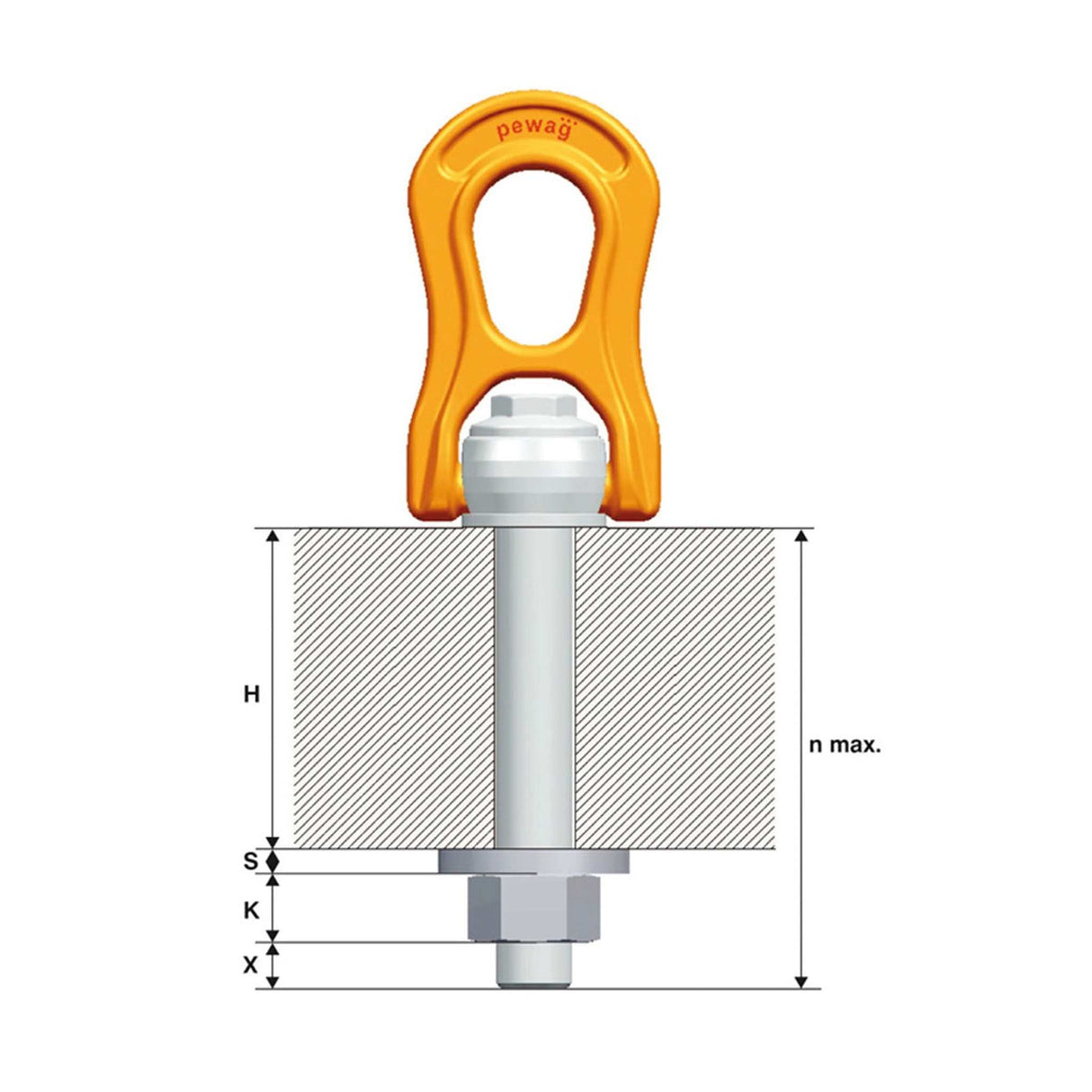 Punkt mocujący obrotowo uchylny wkręcany - PLBW - Pewag Winner Profilift