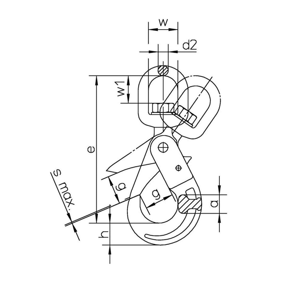 Hak obrotowy bezpieczny WLHW, klasa 10, PEWAG WINNER