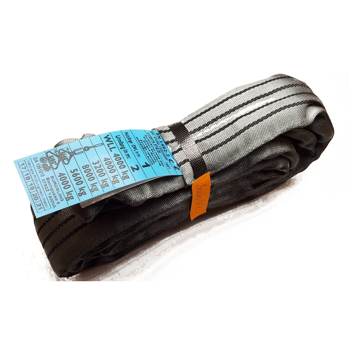 RSK 4000kg Zawiesie wężowe o obwodzie zamkniętym, wzmocnione, szare