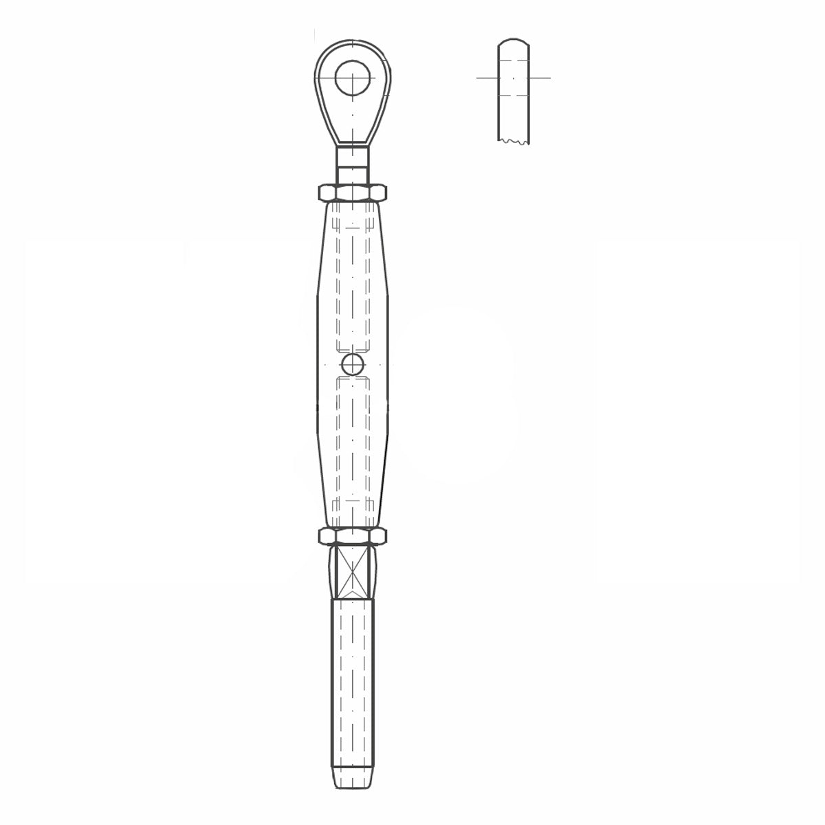 ASS - Ściągacz (śruba rzymska) nierdzewny Oko - Końcówka - MINI