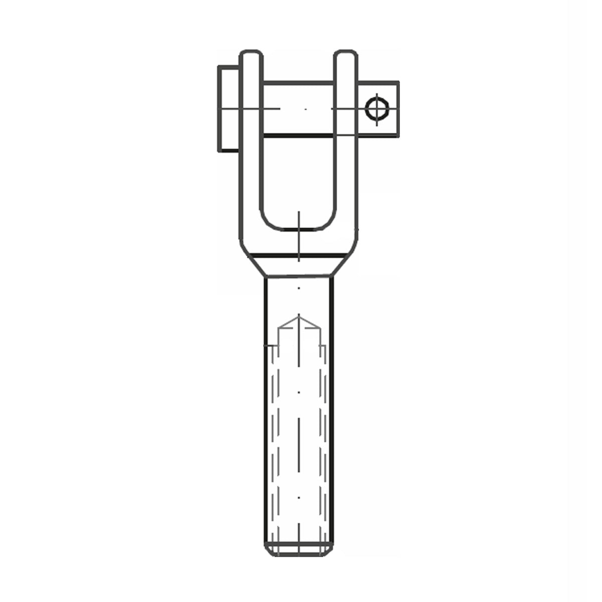 ASS - MINI Terminal zaciskowy nierdzewny widły, lewy gwint wewnętrzny
