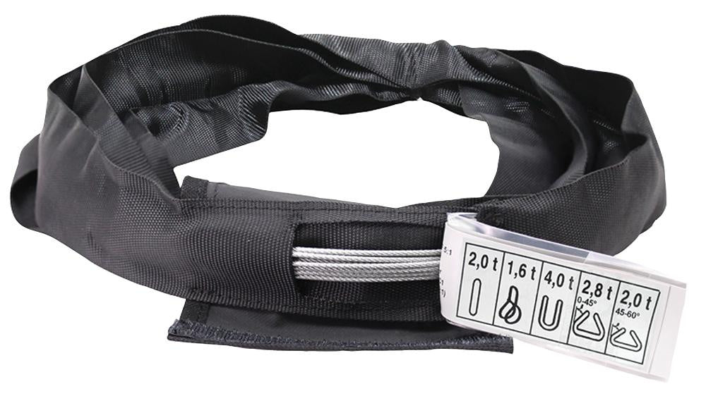 Zawiesie wężowe bezkońcowe ELLER Czarny, rdzeń stalowy, nośność 2000 kg