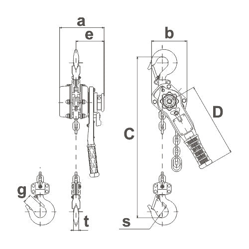 Wciągnik łańcuchowy dźwigniowy KITO - LB010, nośność 1000kg