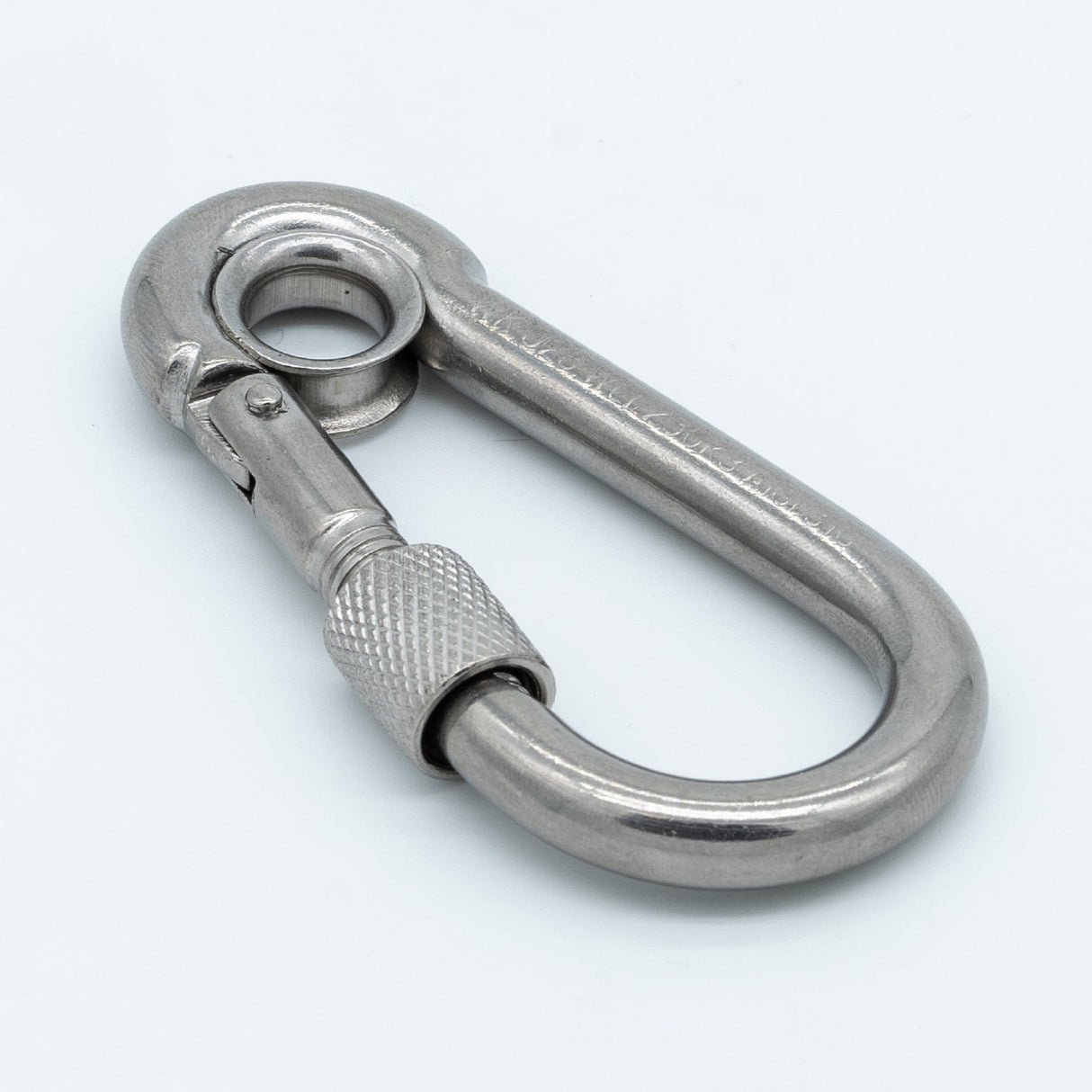 Karabińczyk nierdzewny z zabezpieczeniem i kauszą, AISI 316 (A4)