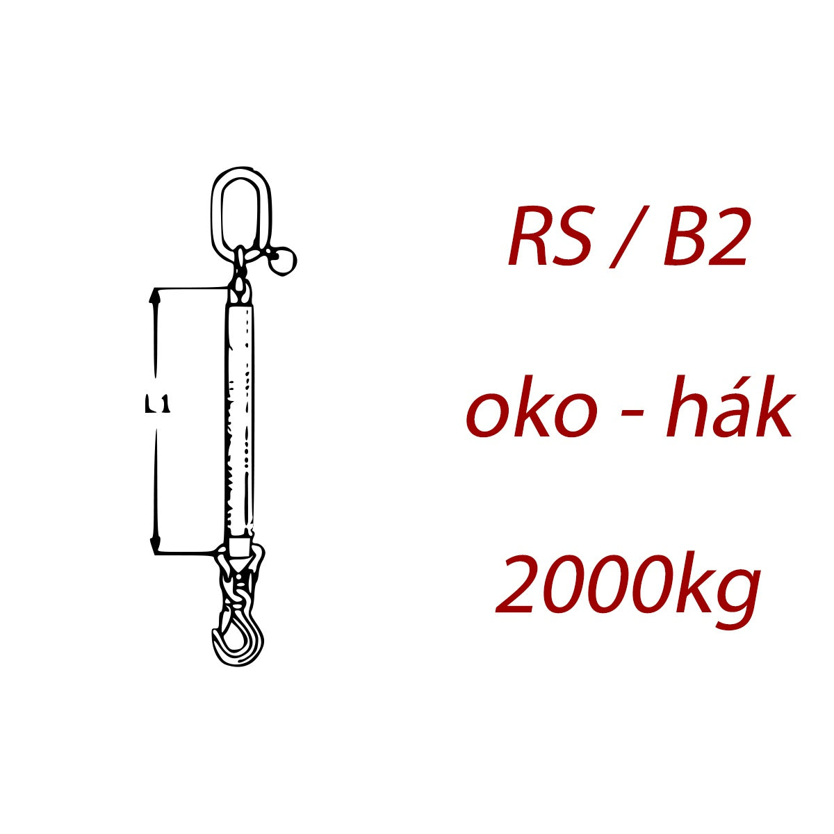 Zawiesie pasowe 1-cięgnowe, ogniwo - hak, nośność 2000kg