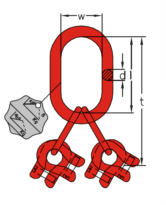 A4 - Závěsná hlava pro čtyřpramenné řetězové vazáky -DIN 5688-3, třída 8