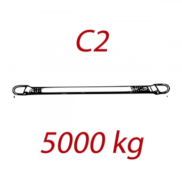 C2 - 5000kg, Zawiesie pasowe zakończone ogniwami, czerwone, szerokość 150mm