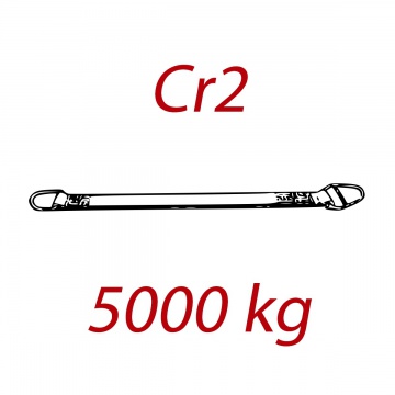 Cr2 - 5000kg, Zawiesie pasowe zakończone ogniwami przechodnimi, czerwony, szerokość 150mm